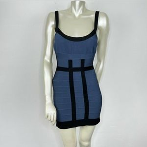 Herve Leger Bandage Dress Size Small Blue Black Deidre Mini BodyCon Fitted